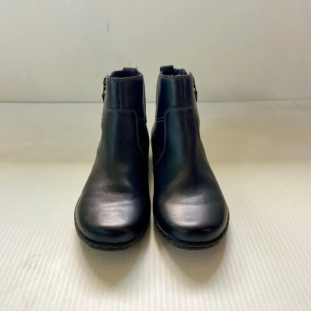 Clarks Cora Grace Ankle Booties Black Leather Womens 8.5 M